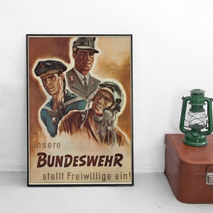 Propaganda Poster Western Germany &quot;We are recruiting volunteers&quot; Print Military Bundeswehr Federal German Army