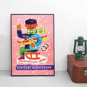 Poster German Railways -Winter wishes fulfilled- Bundesbahn Deutsche Bahn DB Print Wall Print