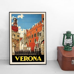 Reisposter: Verona, Italië / Wanddecoratie vintage muurafdruk Idee verjaardagscadeau
