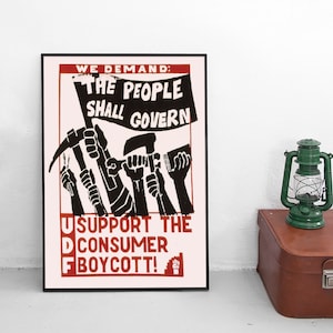 South Africa Political Poster UDF &quot;The people shall govern!&quot; Nelson Mandela Art Wall Print Home Decor