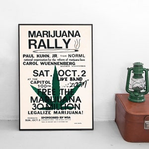 1970s &quot;Marijuana Rally&quot; Poster: Legalization Wall Art Print