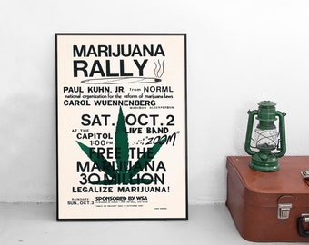 1970s "Marijuana Rally" Poster: Legalization Wall Art Print