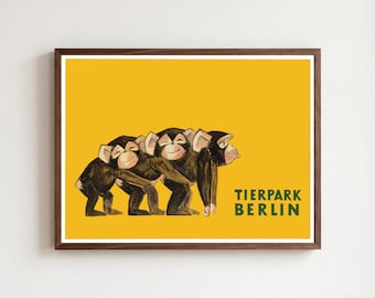 Poster "Zoo Berlin with Monkeys"