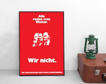 Political Poster German Socialist Student Movement SDS 1960s Rudi Dutschke Art Wall Print Home Decor Sozialistischer Deutscher Studentenbund