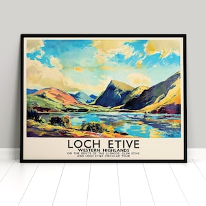 Poster Scozia Loch Etive / Western Highlands / Oban / Argyll e Bute / Stampa Stampa da parete Viaggio Viaggiare