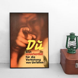 Poster German Railways &quot;You are responsible for the prevention of accidents&quot; Deutsche Bundesbahn DB Print Wall Print High Speed Rail