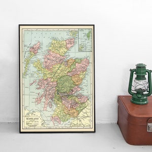 Carte historique de l'Ecosse / Vintage / Poster / Décoration d'intérieur / Impression murale / Calédonie / Alba / Histoire
