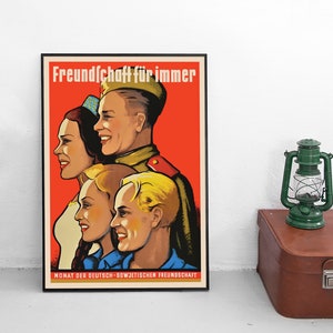 East German Propaganda Poster German/Soviet Friendship &quot;Friendship forever&quot; GDR Wall Art Birthday Gift Idea Poster Print Home Decor DDR