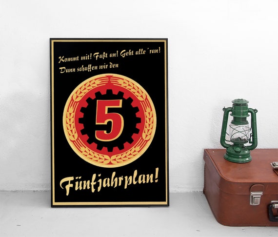 GDR Propaganda Poster: 5 Year Plan, Eastern Germany Vintage Print
