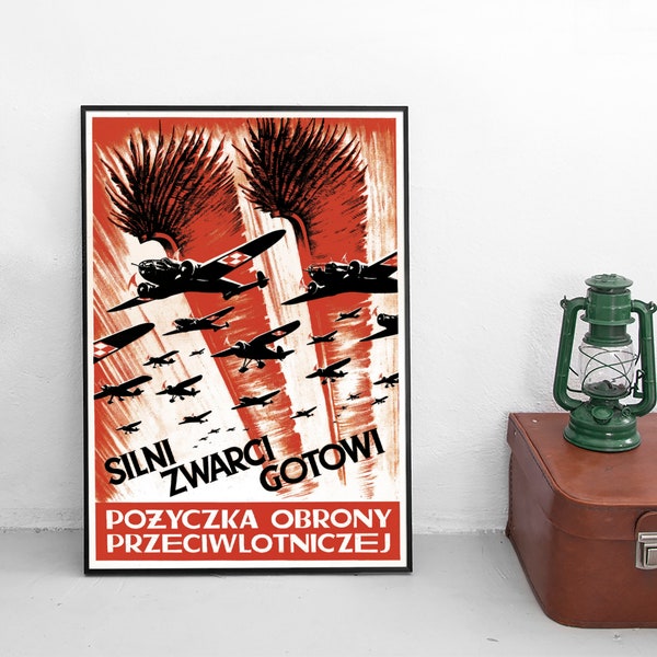 Poster Poland Polish Air Force "Strong, tight, ready!" Siły Powietrzne Second World War Patriotism WWII Propaganda Art Wall Print