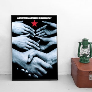GDR Propaganda Poster -Anti-Imperialist solidarity- Eastern Germany DDR Print Wall Art vintage Wall Print