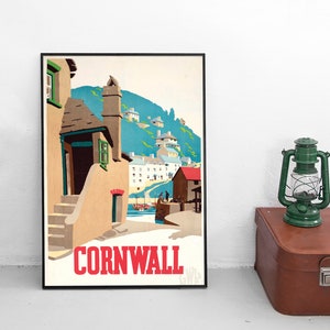 Poster Cornwall, England Tourism Advertisement Poster Print home decor Wall Print Travel Travelling Seaside