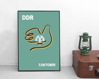 GDR Propaganda Poster: Eastern Germany National Day, Dove of Peace