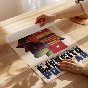 Cartel de propaganda de la Guerra Civil Española "Todas las fuerzas unidas en el ejército popular" Gobierno del Frente Popular Republicano Guerra civil España imagen 2