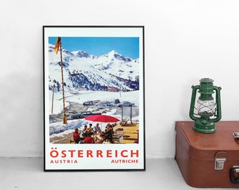 Travel poster Austria Ski Winter sports Alm Print