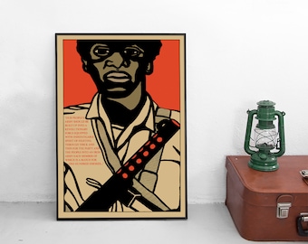 1970s Poster Black Panther quote "Our people's army should be a revolutionary force" Wall Print