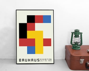 Poster Bauhaus Design "Cubes" Exhibition 1920s Germany Weimar Advertisement Vintage Art Wall Print  II