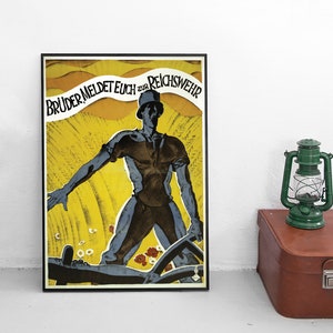 Keizerlijke Duitse WOI-propagandaposter &quot;Broeders, word lid van de Reichswehr&quot; Eerste Wereldoorlog Propaganda Oorlog Art Wall Print Home Decor