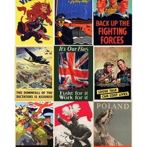 Propaganda Posters Second World War Allies USA UK Army Royal Air Force Navy Home Front War WWII Art Wall Print ww2 2