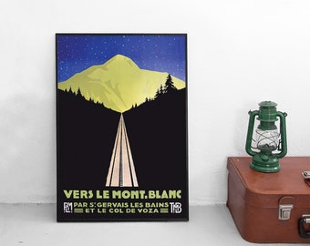 Mont Blanc Travel Poster: Vintage French Alps Train Art Print