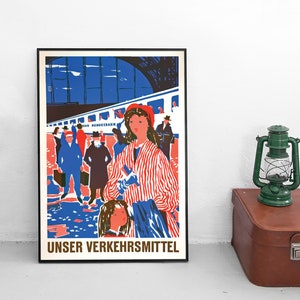 1954 German Railways Poster -The train: Our means of transport - Train Deutsche Bundesbahn DB Print home decor Wall Print