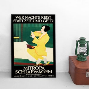 Poster German Railways Mitropa Night train Train Deutsche Bundesbahn DB Print home decor Wall Print