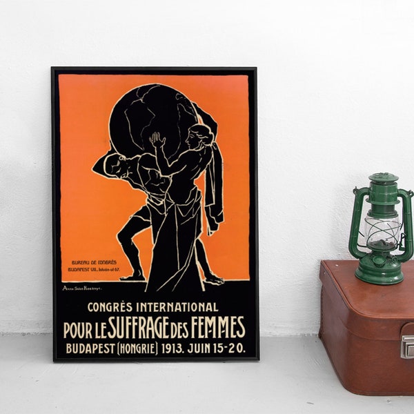 Poster Feminism 7. Conference of the International Woman Suffrage Alliance, Budapest 1913 Print home decor Wall Art vintage Wall Print