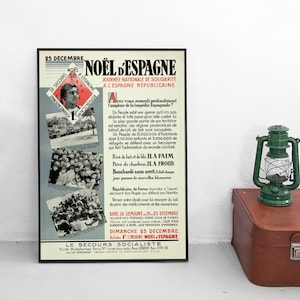 Französisches Poster: Sozialistische Hilfsaktion zugunsten der Republik Spanien Spanischer Bürgerkrieg Antifaschismus