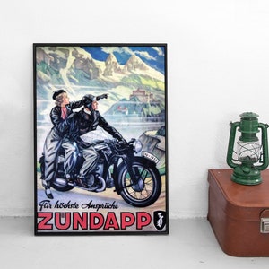 Poster Zündapp motorcycle Germany German Advertisement old-timer automobilia Vintage Art Wall Print Home Decor