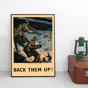 Cartel de paracaidistas de Gran Bretaña "¡Apoyadlos!" Impresión de pared de propaganda de la Segunda Guerra Mundial Propaganda de la Segunda Guerra Mundial Británico uk gb Aerotransportado