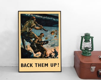 WWII Propaganda Poster: British Paratroopers "Back them up!" Art Print