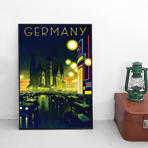 Póster de viaje de Berlín de 1927, anuncio de la Iglesia Memorial del Káiser Guillermo, Alemania, decoración del hogar, arte de pared vintage, impresión de pared, idea de regalo de cumpleaños