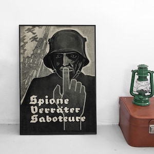 Keizerlijke Duitse propaganda WOI-poster &quot;Spionnen, verraders, saboteurs&quot; spionnen spionage Eerste Wereldoorlog Art Wall Print Home Decor