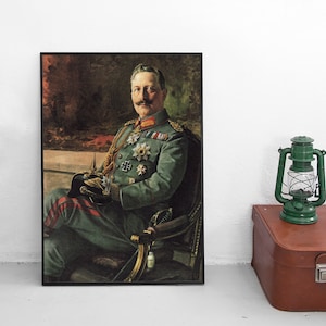 Pintura imperial alemana de la Primera Guerra Mundial (impresión de póster moderno) Emperador Guillermo II y rey de Prusia, arte de propaganda de la Primera Guerra Mundial, impresión de pared, decoración del hogar