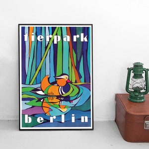 Poster &quot;Zoo Berlin&quot; Tierpark Duck Vintage Art Wall Print Home Decor Plakatstil German Germany