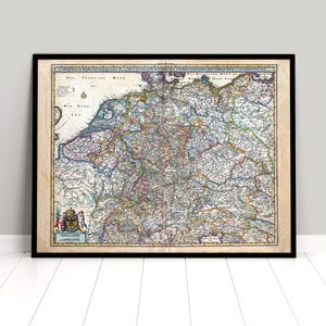 Carte de 1690 du Saint-Empire romain germanique Sacrum Imperium Romanum Empire allemand patriotisme Art mural impression histoire