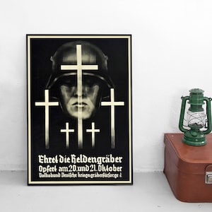 Imperial German WWI Propaganda Poster &quot;Honour the heroes&#39; graves. German war graves Commission&quot; First World War Germany Wall Print