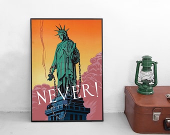 WWII Propaganda Poster: Statue of Liberty Patriotism Art Print