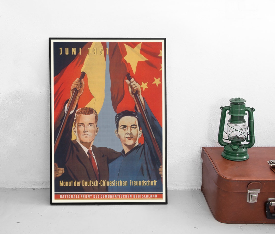 East German Propaganda Poster: German-chinese Friendship, GDR Wall