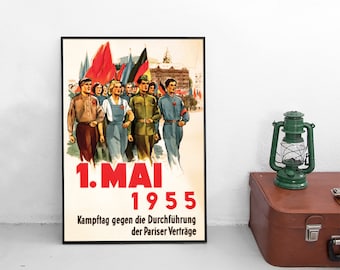 GDR Propaganda Poster: Labor Day, 1955 - Vintage Eastern Germany