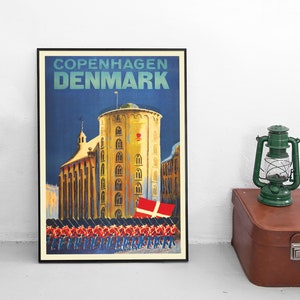 Denmark Travel Poster &quot;Copenhagen, Denmark&quot;  Wall Art vintage Wall Print