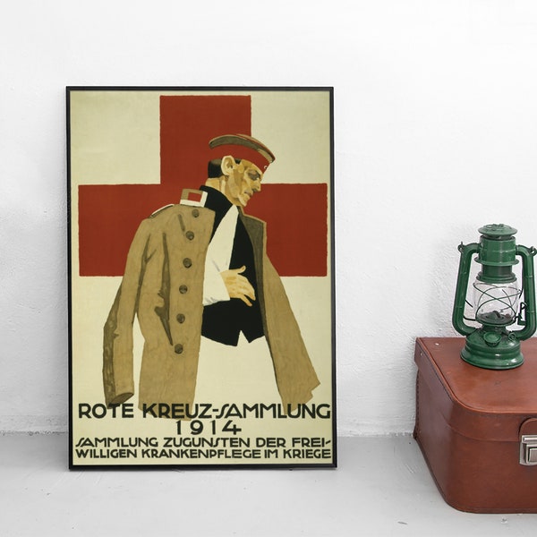 Imperial German WWI Propaganda Poster Red Cross DRK Rotes Kreuz First World War Patriotism War Art Wall Print Home Decor