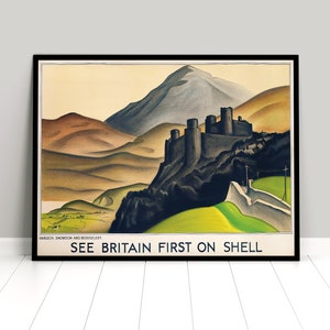 Poster Wales &quot;Snowdon, Harlech, Beddgelert&quot; Tourism Advertisement Poster Home decor Print Travel Travelling UK United Kingdom