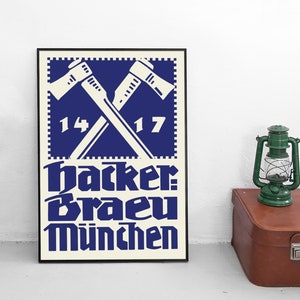 Duits bier uit de jaren 1930 poster &quot;Hackerbräu München&quot; muurkunst vintage muur print Bavaria München