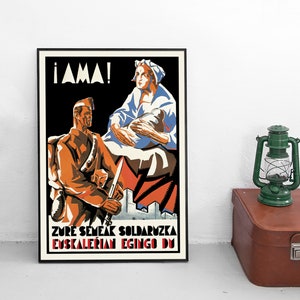 Spanish Civil War Poster "Mother, your sons are fighting in the Basque Legion" War Art Wall Print Propaganda