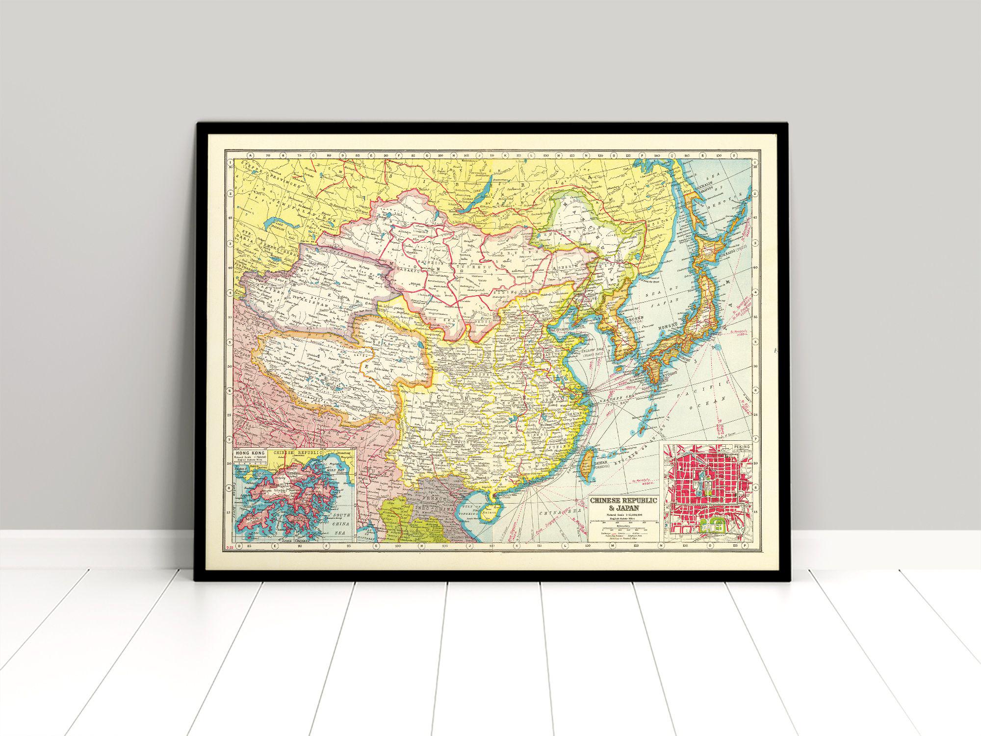 1920s asia map - Etsy 日本