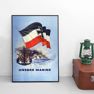 Keizerlijke Duitse WOI-poster &quot;Onze marine&quot; Eerste Wereldoorlog Propaganda Oorlog Art Wall Print Home Decor