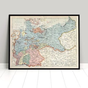 Landkarte Deutsches Reich in den Grenzen von 1914 Kaiserreich 1. WK Erster Weltkrieg Poster Pakat Art Wall Print Home Decor
