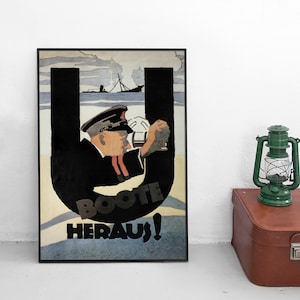 Imperial German WWI Propaganda Poster &quot;Submarines out&quot; U-Boot German Navy First World War Patriotism War Art Wall Print Home Decor