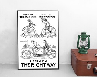 Póster electoral de 1924 "Liberalismo, el camino correcto". Impresión artística vintage.